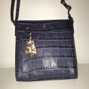 GILL Blue Leather Faux Snakeskin bag
